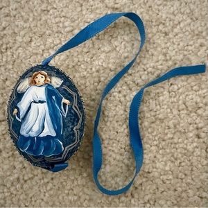NWOT - European Hand-Painted and Beaded Egg Shell Christmas Ornament
